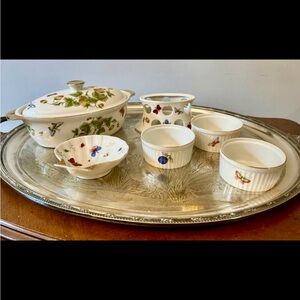 Vintage Porcelain Tableware by Ardalt with Butterflies, Strawberries & Flowers